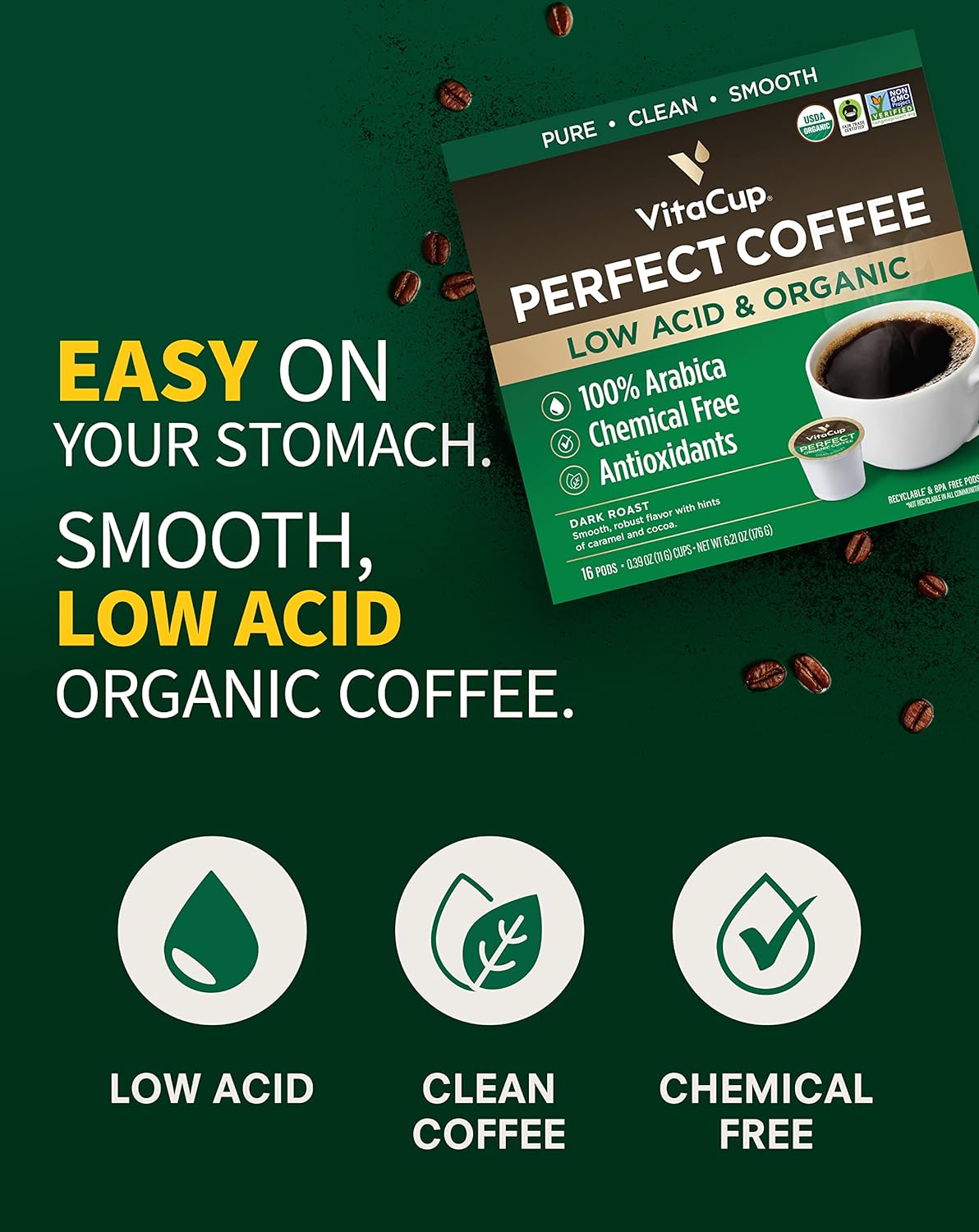 Slim Organic Coffee Pods with Diet Support Bold Flavor