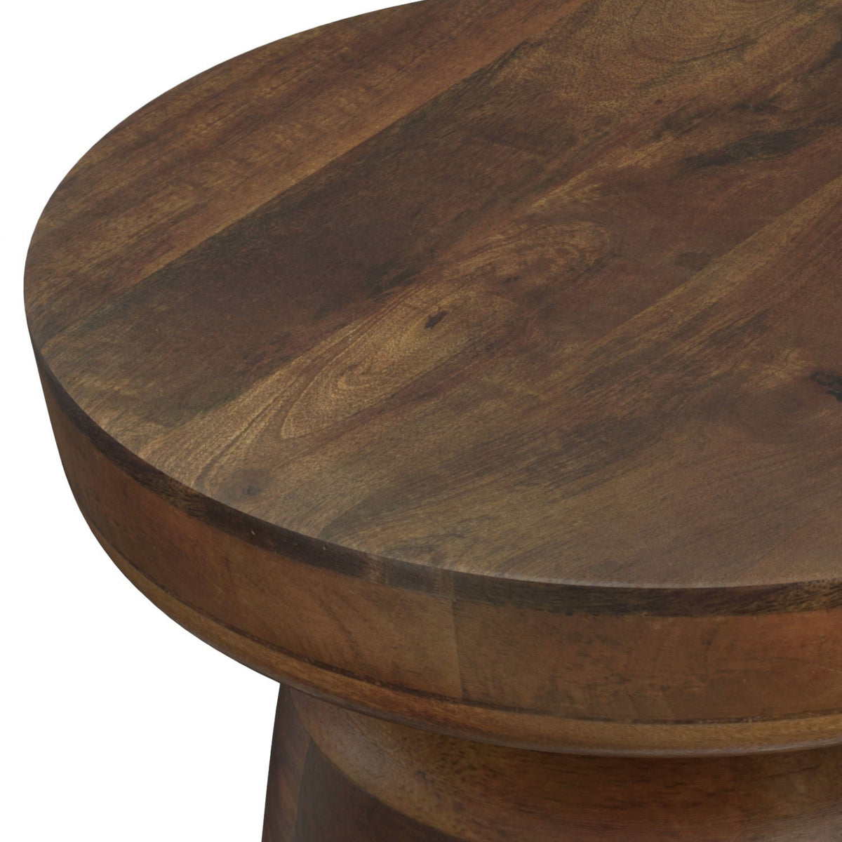 Handcrafted Mango Wood Accent Table with Sculptural Design - Multiple Colors