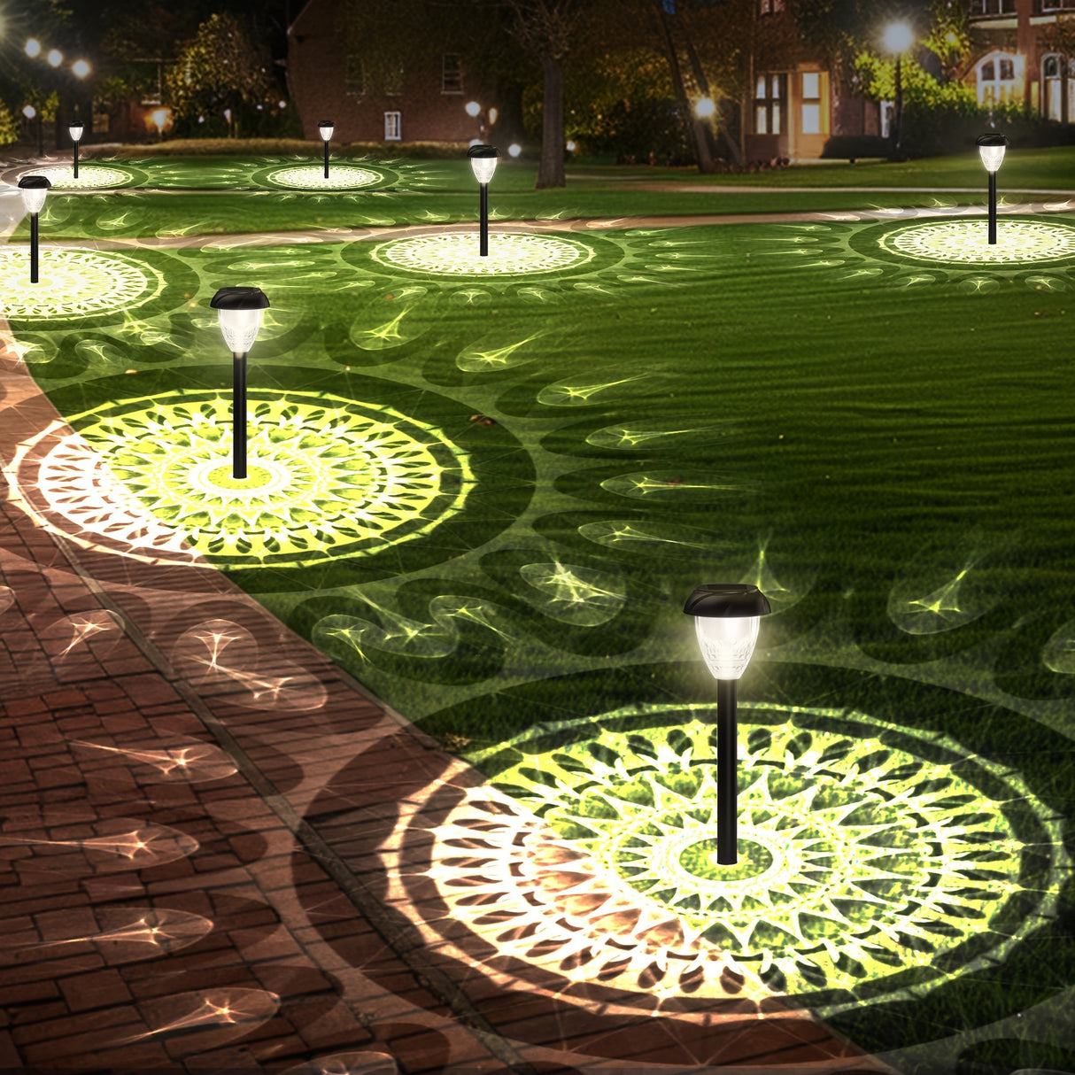 10-Pack-Solar-Pathway-Lights-–-Bright-White-LED,-Auto-On/Off,-Mandala-Pattern-Moktan-Sabai-Solar-Pathway-Lights