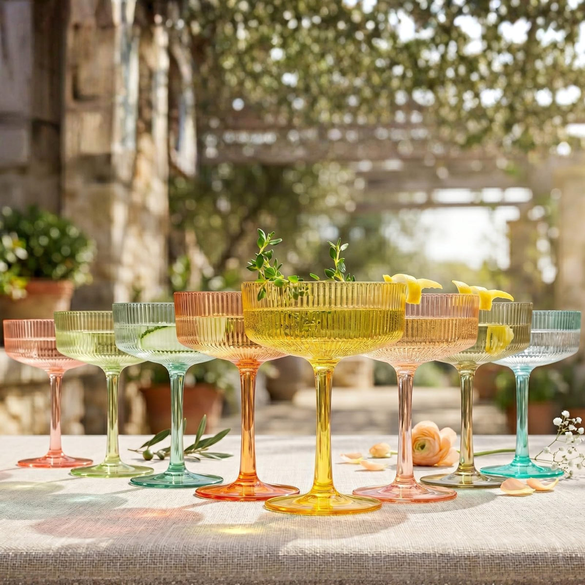 Madrid Acrylic Champagne Coupe Cocktail Glassware, Set of 8