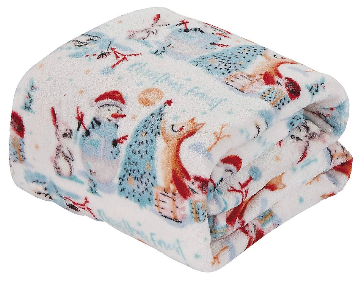 Decor&More Festive Holiday Microplush Throw Blanket (50" x 60") - Forest Friends