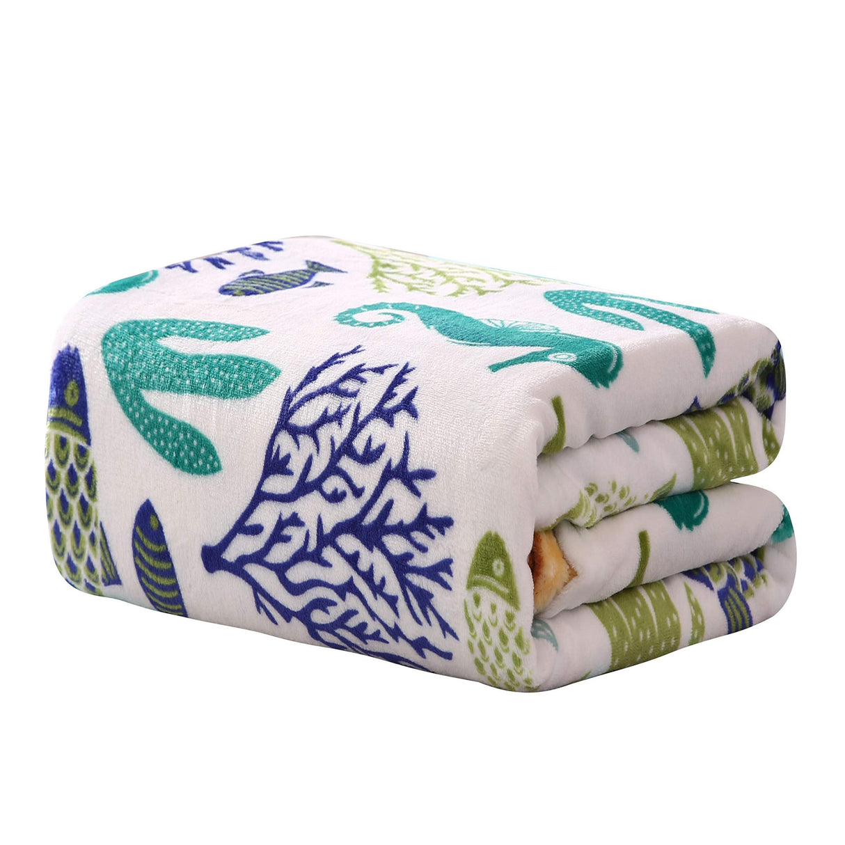 Decor&More Corales de Marina Blue Coral Seahorse Oceanic Microplush Throw Blanket Ocean Blanket for Boys and Girls and Kids of Any Age (50" x 60")