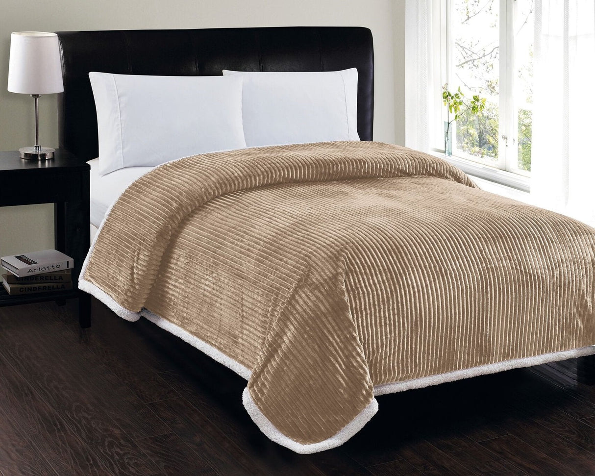 Decor&More Ultra Lush Reversible Sherpa Corduroy Blanket