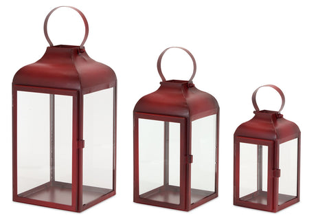 Modern-Red-Metal-Lantern-(Set-of-2)-Outdoor-Lighting