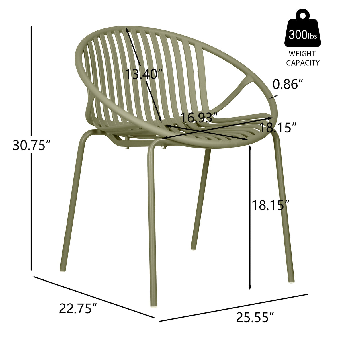 Patio Dining Chairs Stackable Chairs with Breathable Design (Set of 2)