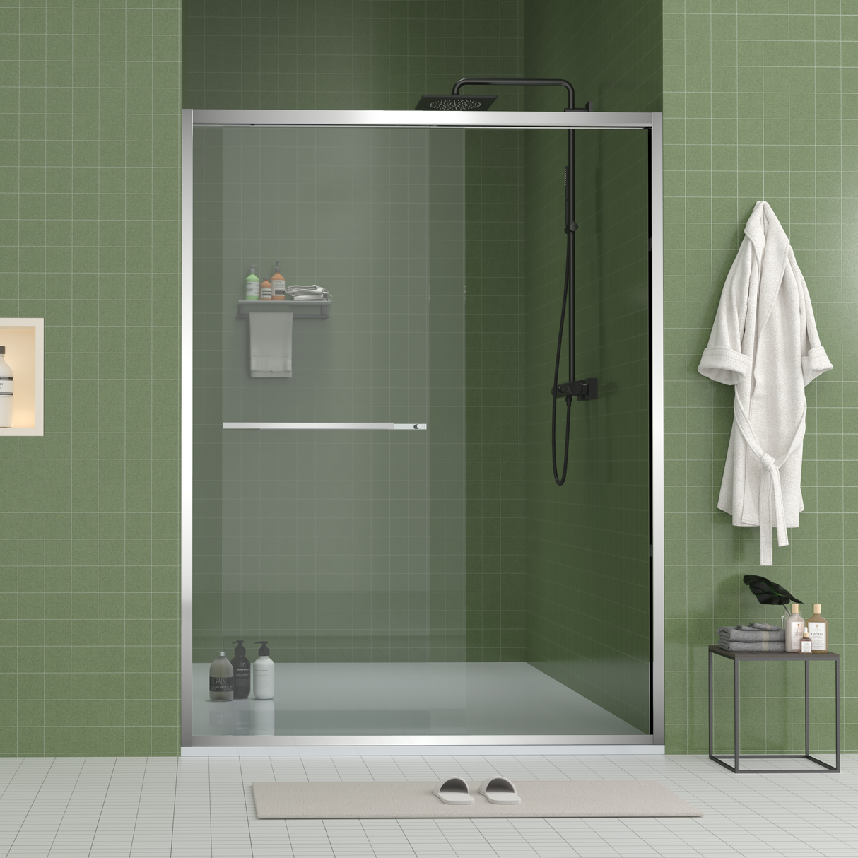 Aluminum Frame Double Sliding Shower Door (56-60"x70")