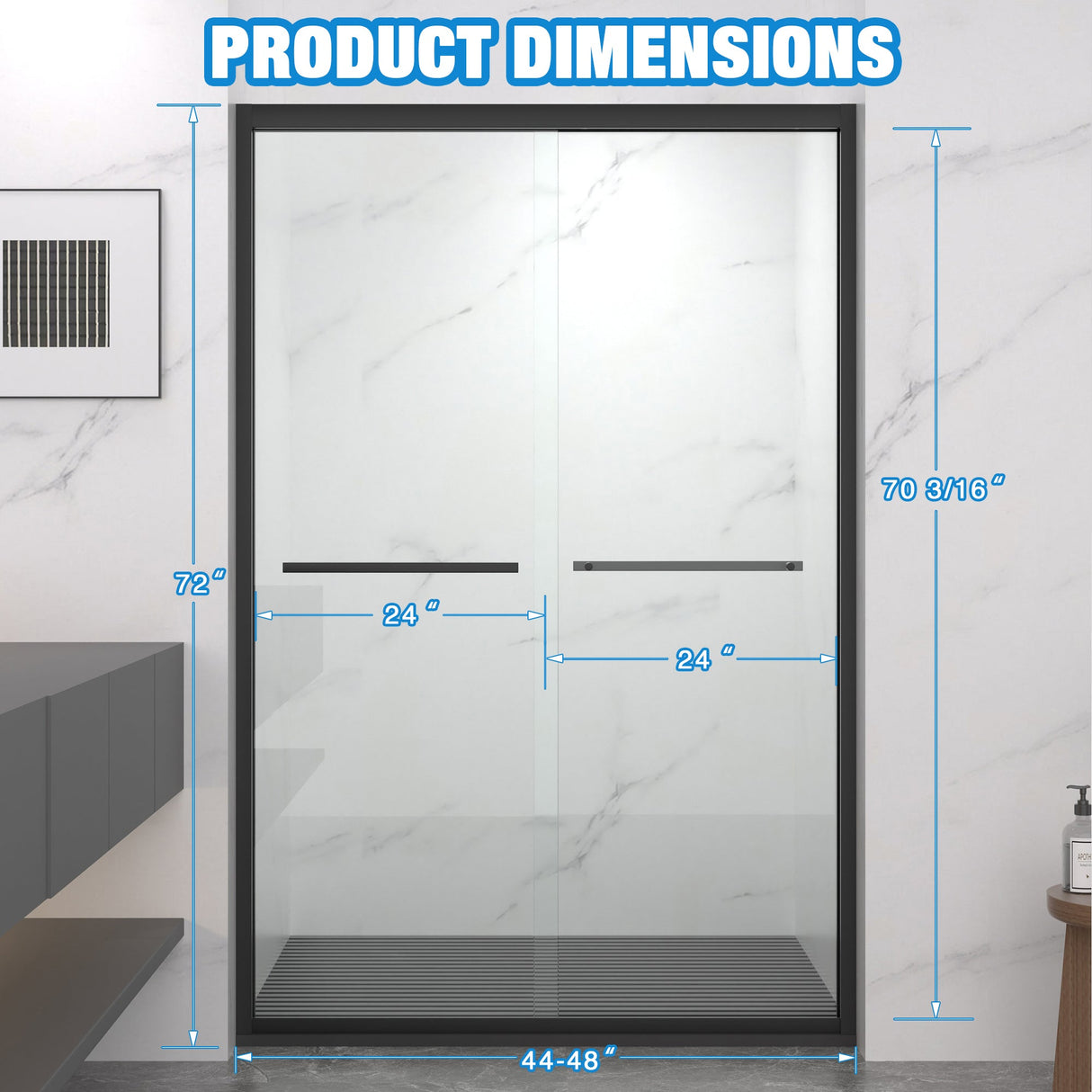 Aluminum Frame Double Sliding Shower Door