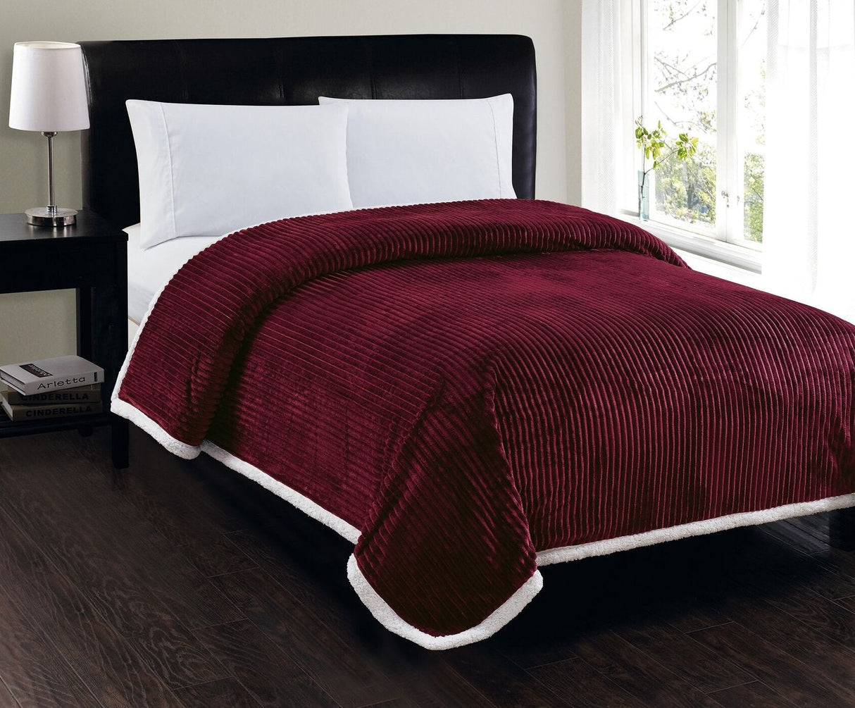 Decor&More Ultra Lush Reversible Sherpa Corduroy Blanket