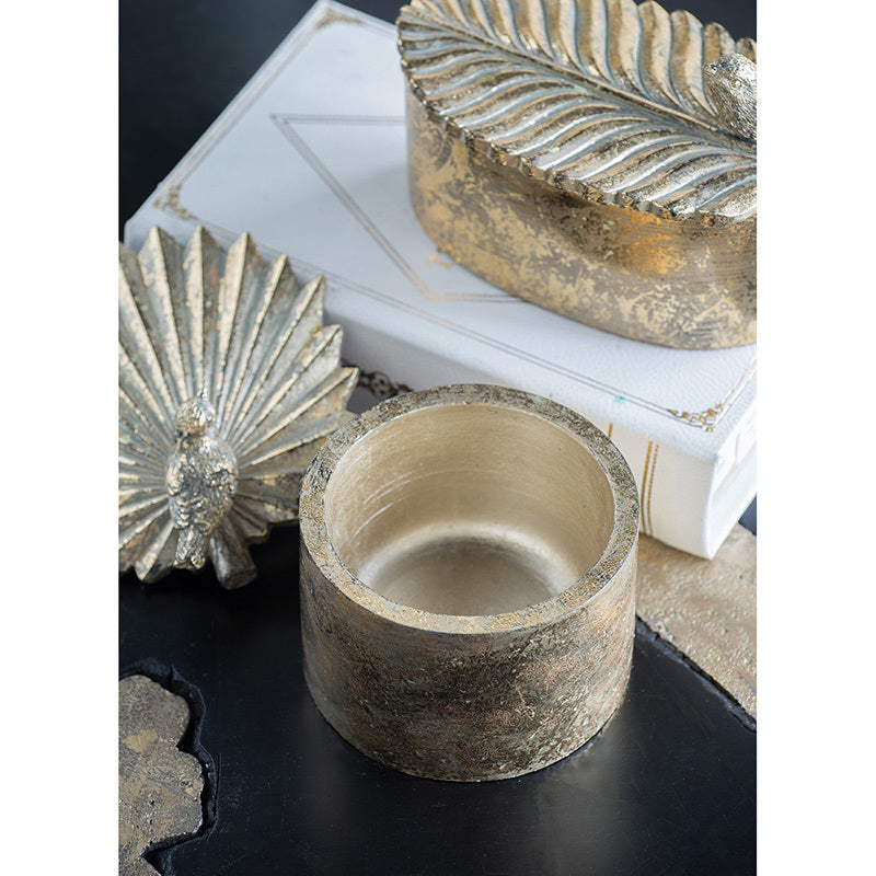 5.1x4.9x3.9' Circular Trinket Box with Bird