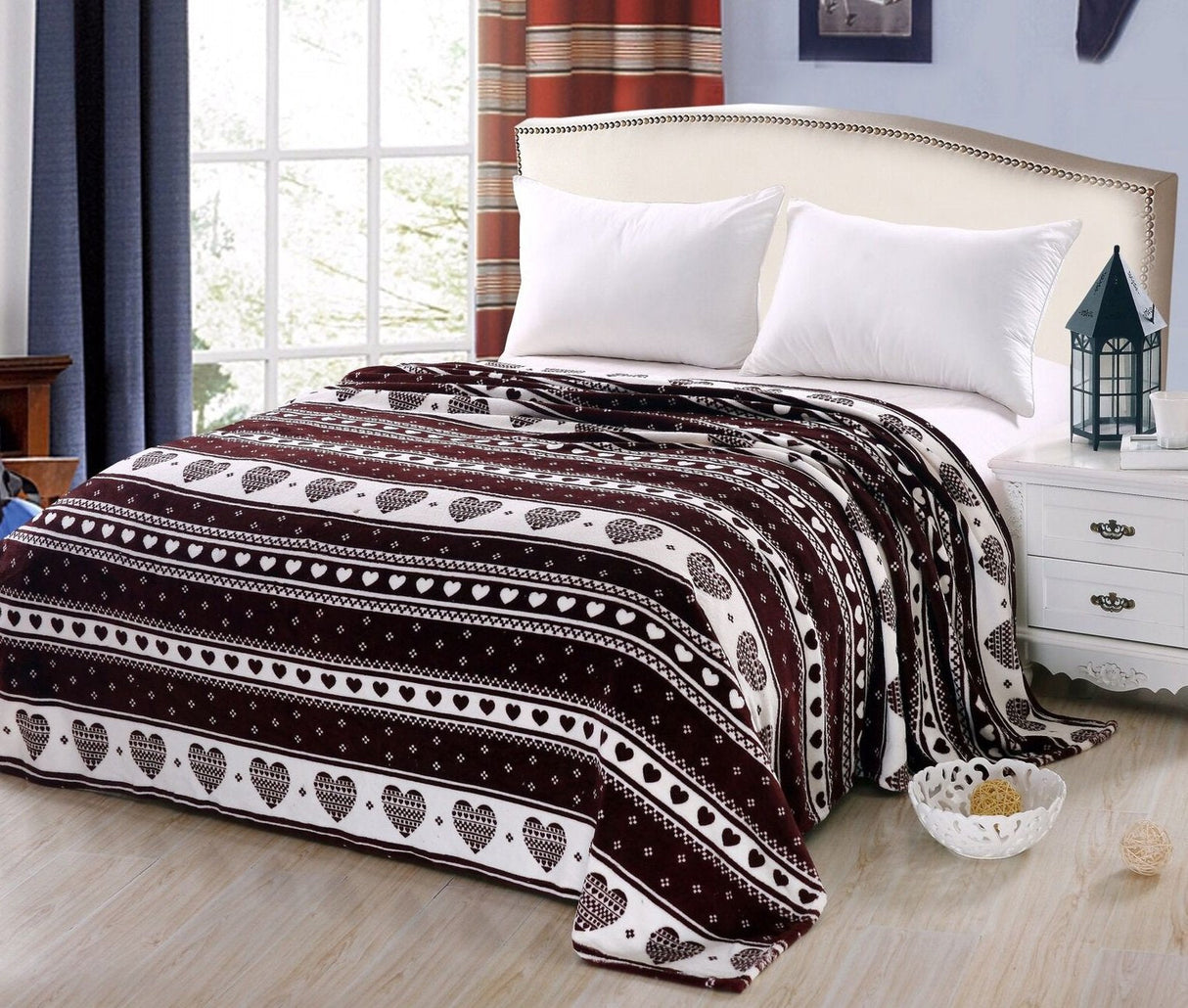 FAITH, HOPE, LOVE HOME DÉCOR Amore Love Filled Heart Throws Queen Size Microplush Blanket – Velvet Touch 102" x 86", Soft Cozy Decorative Bed Blanket