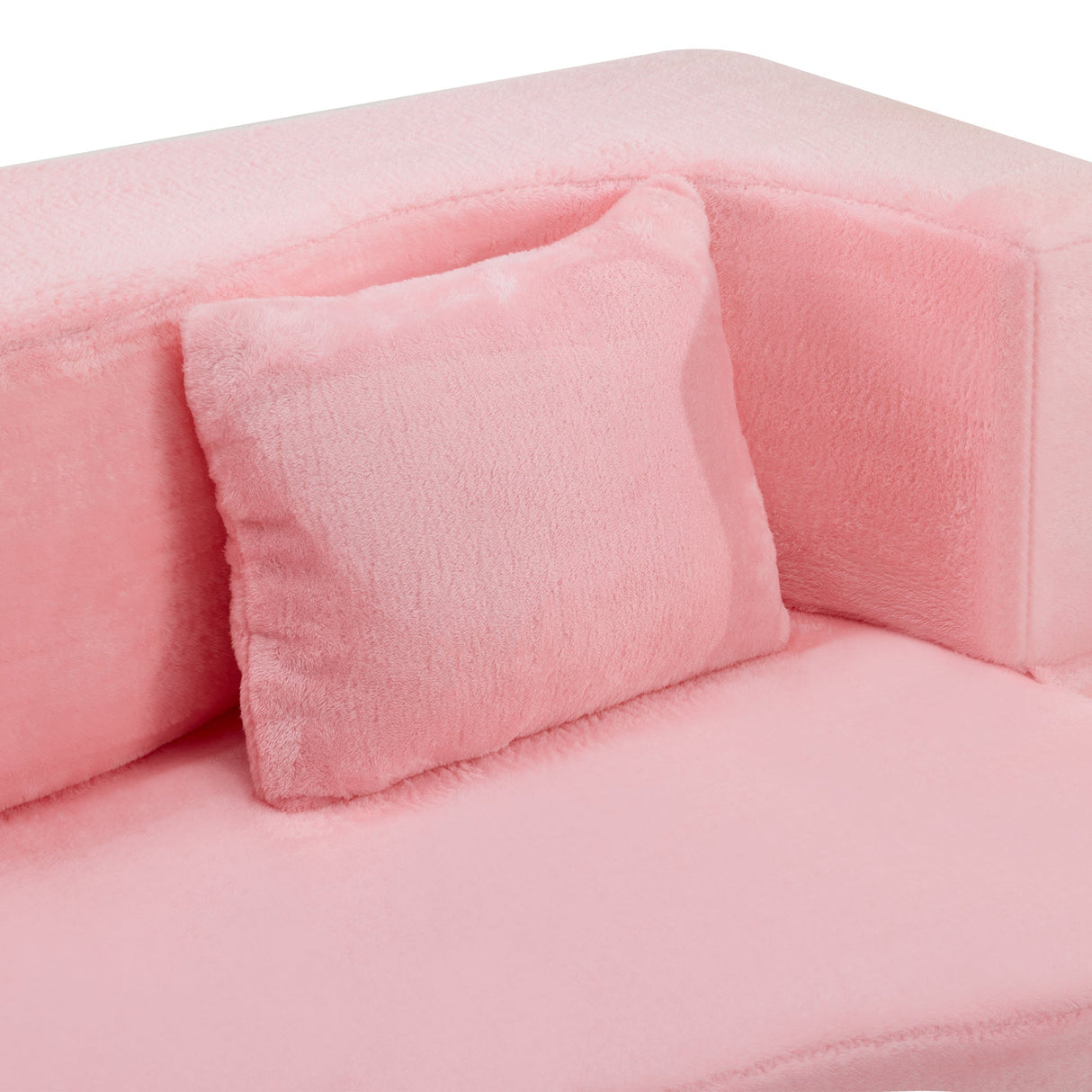 71-Inch Folding Sofa Bed in Pink Chenille with High-Density Foam