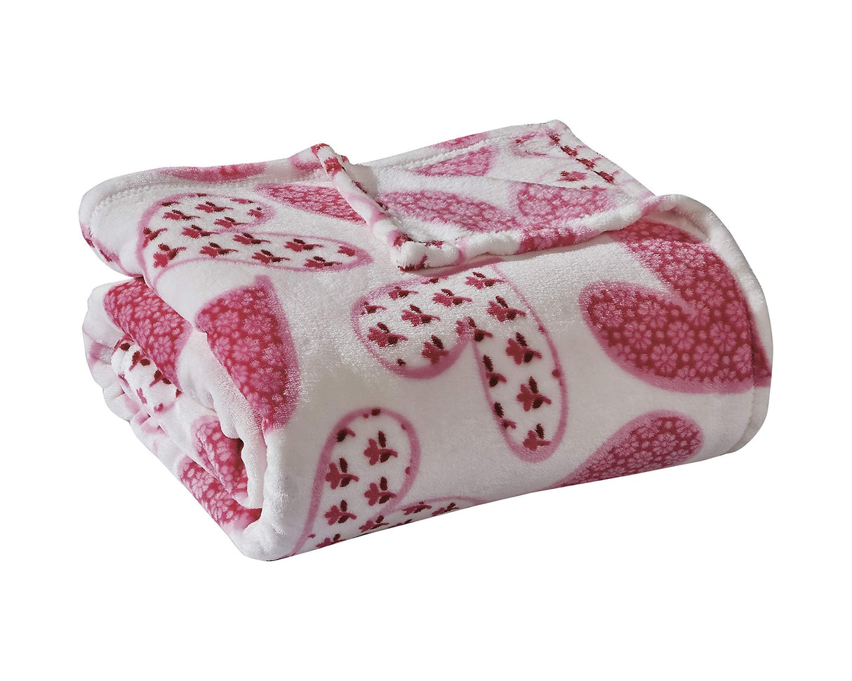Decor&More Amor Eterno Be Mine Love Collection Valentine's Day Heart Ultra Plush Throw Blanket (50" x 60") -