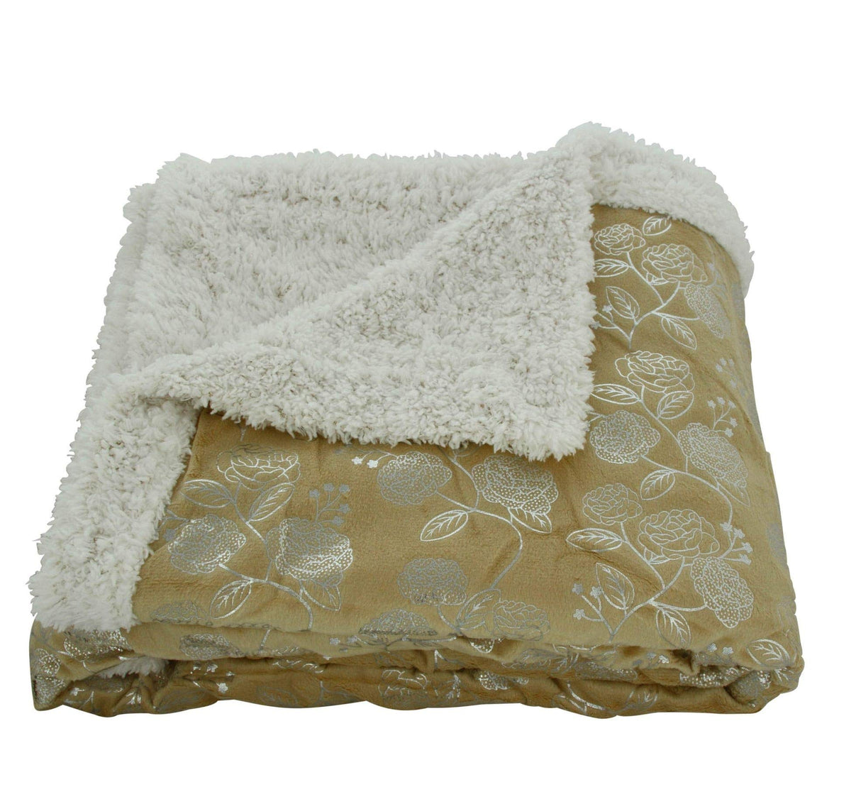 Faith, Hope, Love Home Decor Home Essentials Silver Flower Sherpa Plush Throw