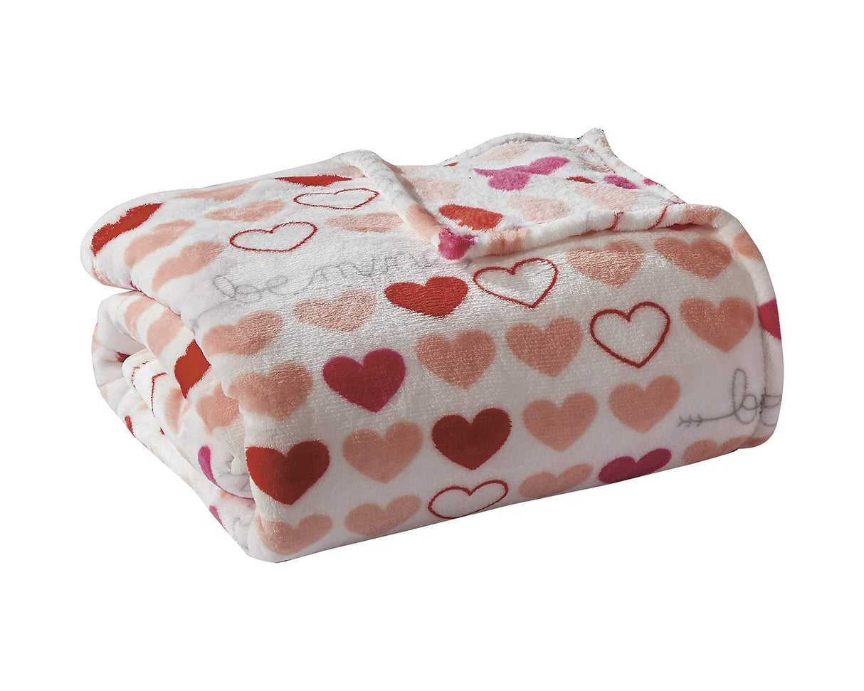 Decor&More Amor Eterno Be Mine Love Collection Valentine's Day Heart Ultra Plush Throw Blanket (50" x 60") -