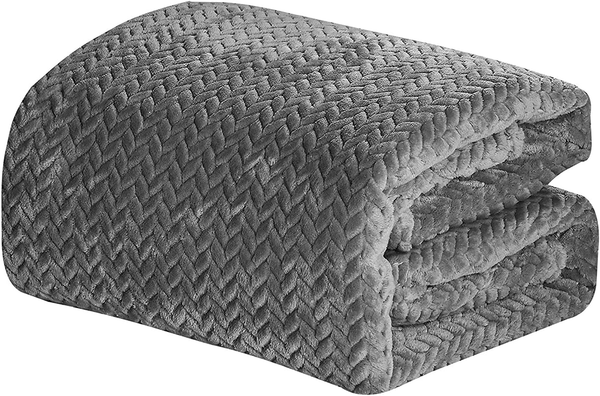 Decor&More Noble House Extra Heavy Chevron Braided Throw Blanket (50" x 60") - Grey