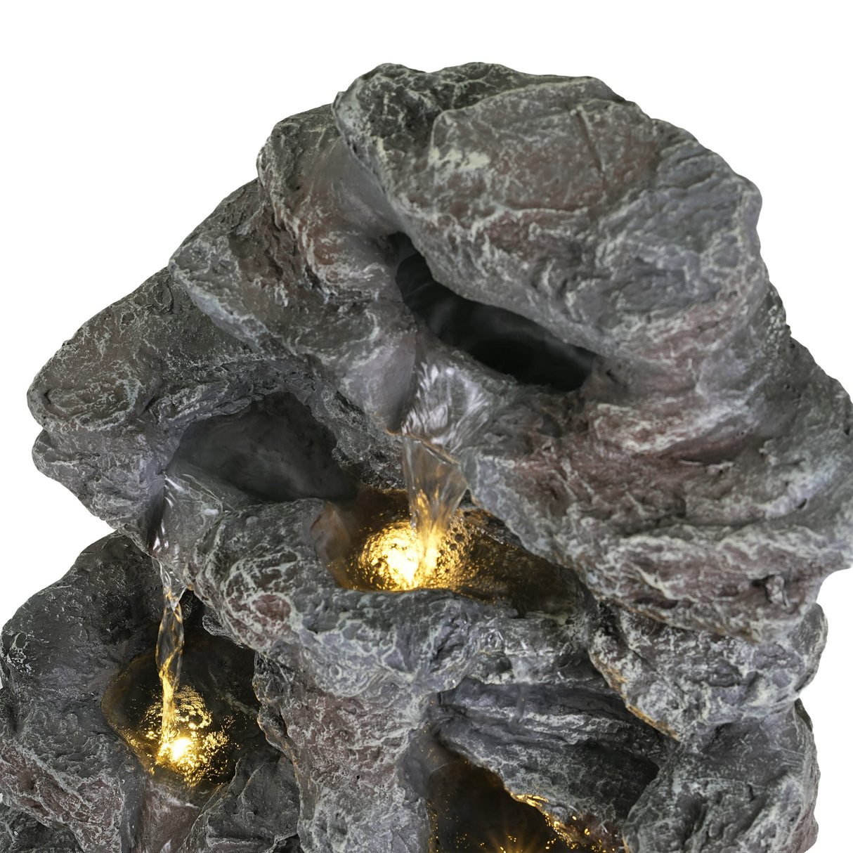 Tall Slim Faux-Stone Fountain with LED Lights, 5-Tiered Cascading Water Feature