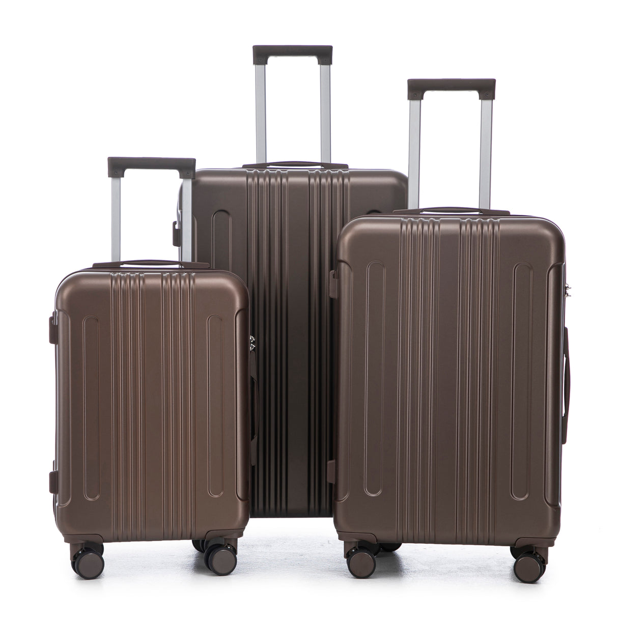 3 Piece ABS Spinner Wheel Luggage Set (Brown)
