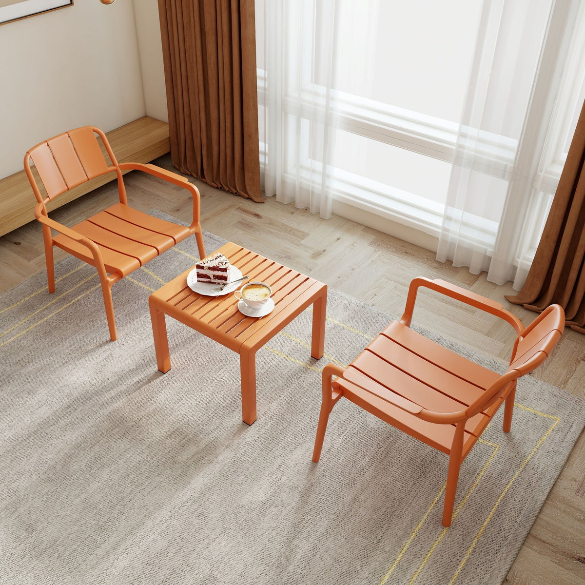 3 Piece Indoor/Outdoor Leisure Table And Chair Set