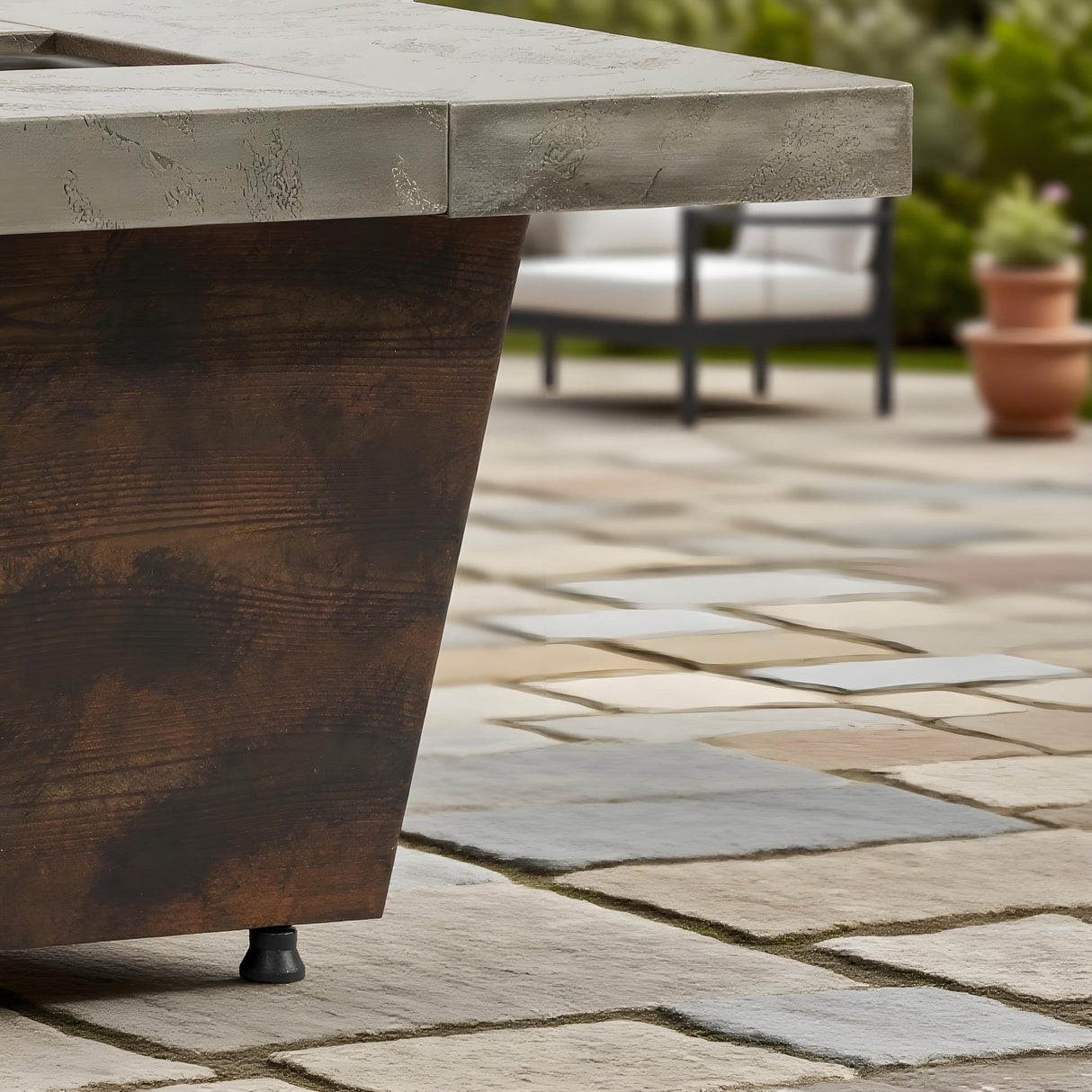 42 Inch Gas Fire Pit Table with Cement Texture Finish