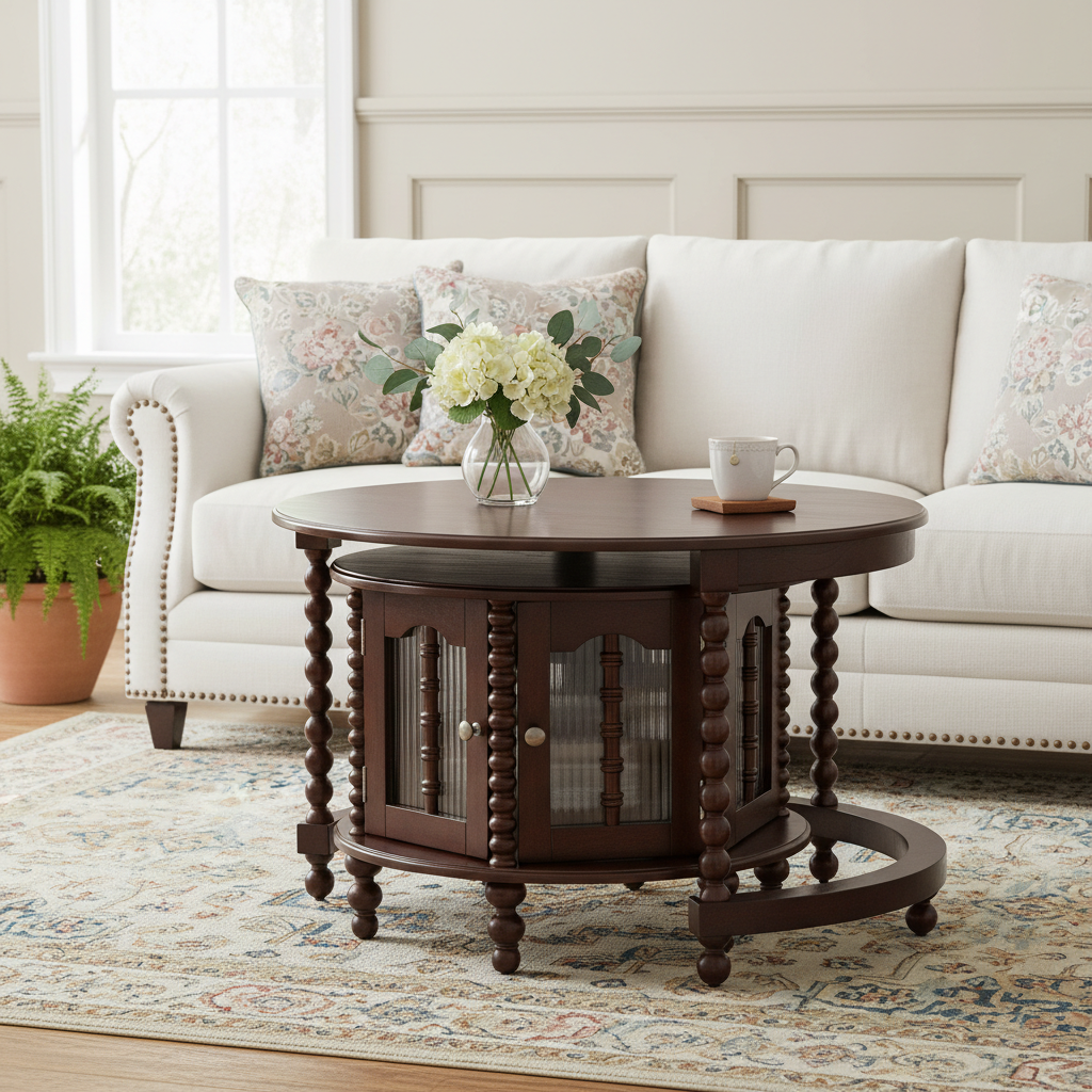 Vintage Round Nesting Coffee Table