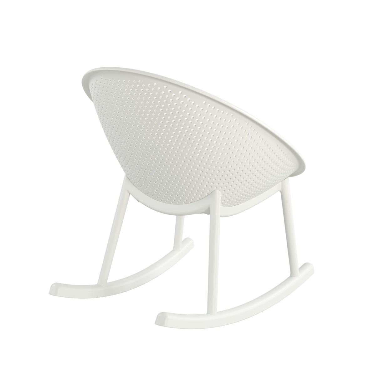 Modern Gable Rocking Chair Set of 2 in White Plastic with Weather Resistance