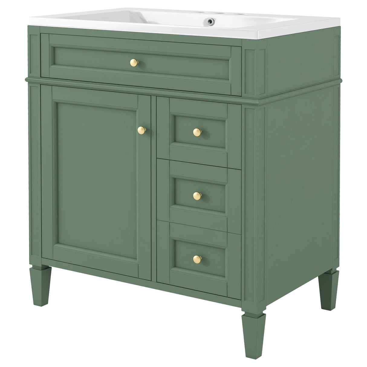 Bathroom Vanity With Top Sink, Storage Cabinet, 2 Drawers, Tip Out Drawer