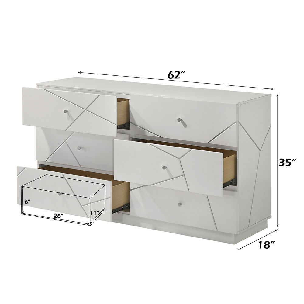 Esther - Dresser - White / Silver