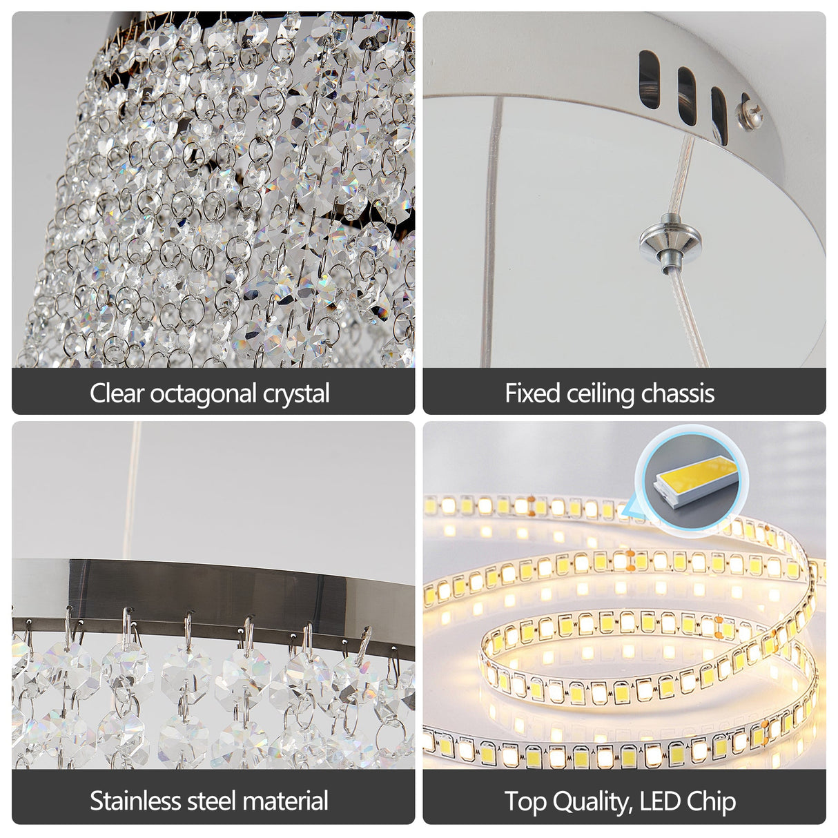 16-Inch Luxury Crystal LED Chandelier