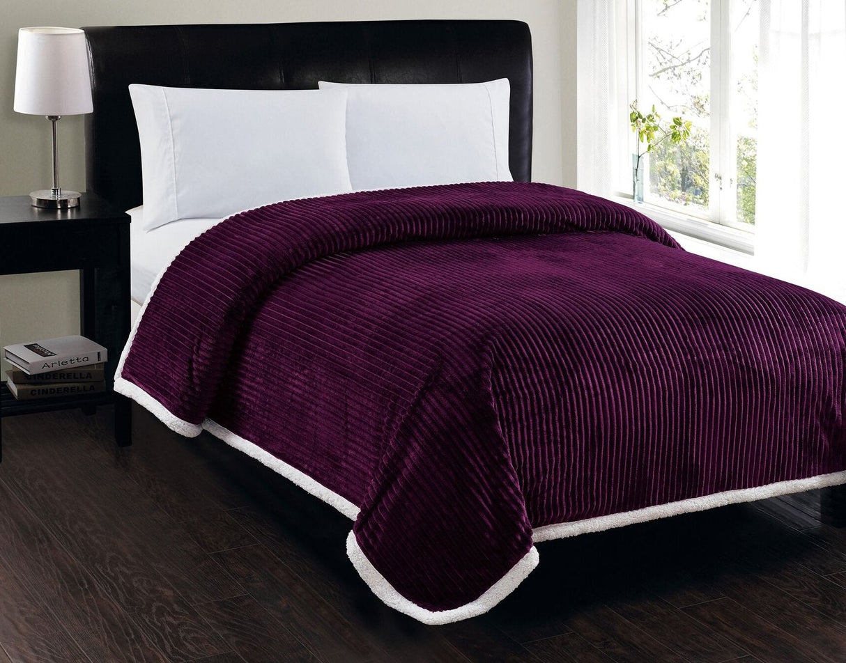 Decor&More Ultra Lush Reversible Sherpa Corduroy Blanket