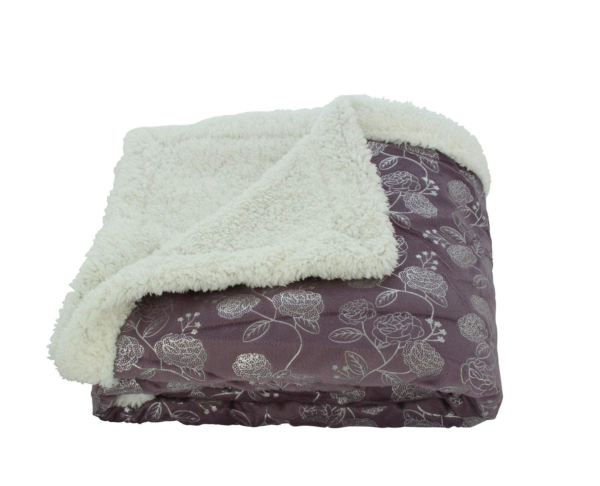 Faith, Hope, Love Home Decor Home Essentials Silver Flower Sherpa Plush Throw