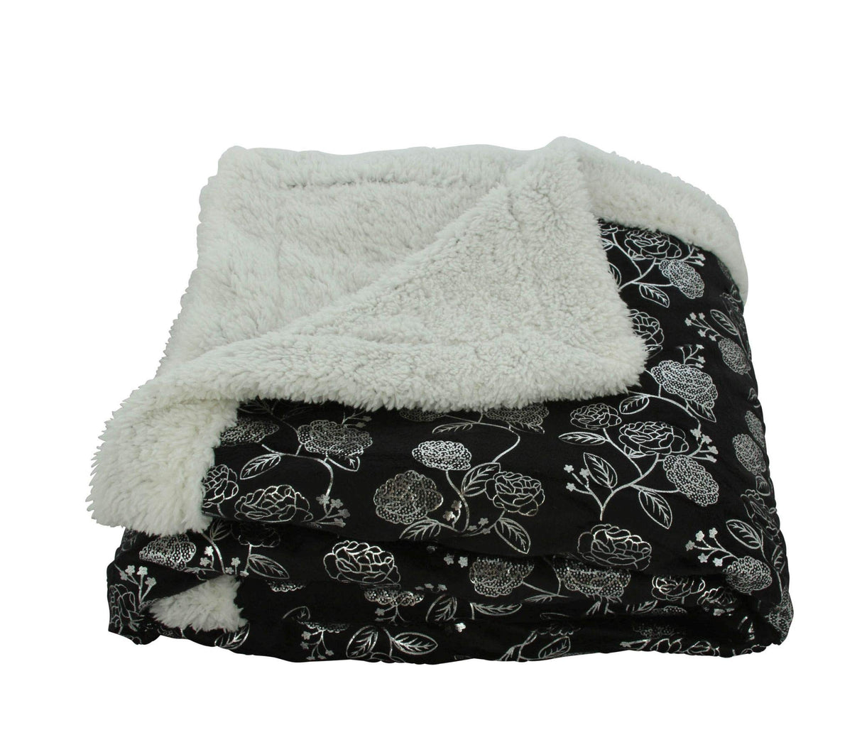 Faith, Hope, Love Home Decor Home Essentials Silver Flower Sherpa Plush Throw