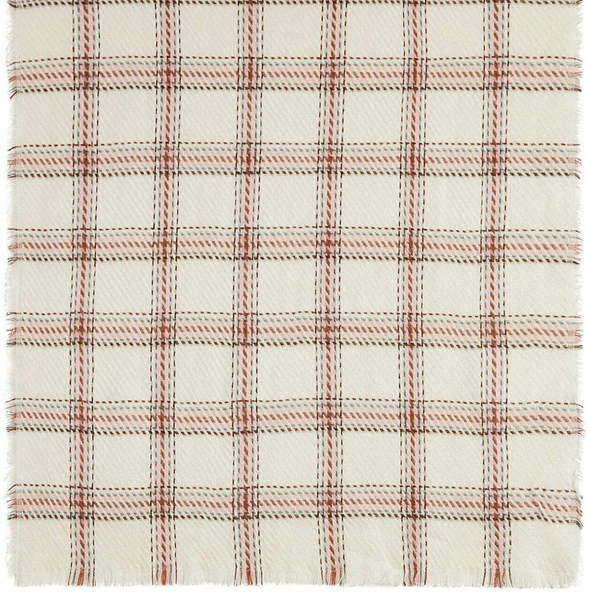 Cejon Heritage Plaid Blanket Scarf, Creme