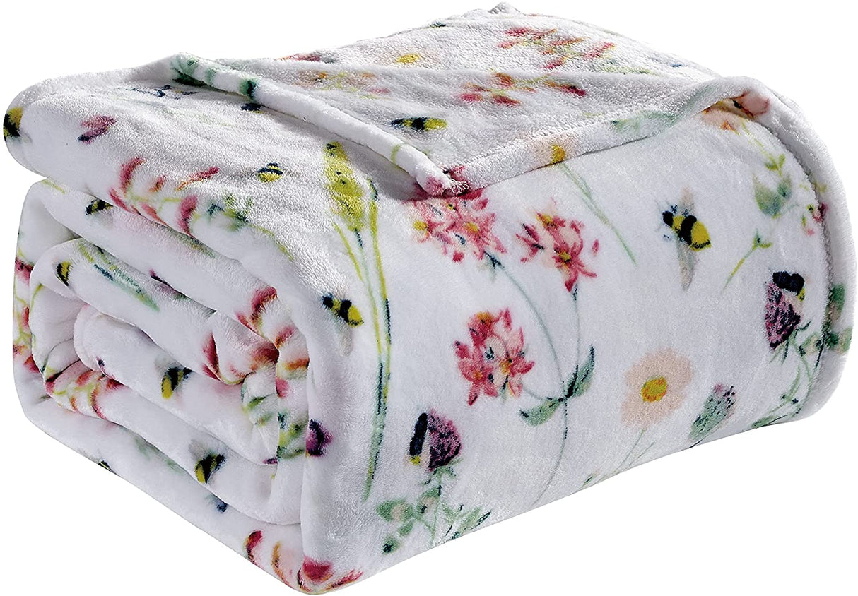 Primavera in Bloom by Decor&More Oversized Luxe Plush King Size Blanket (102" x 90")