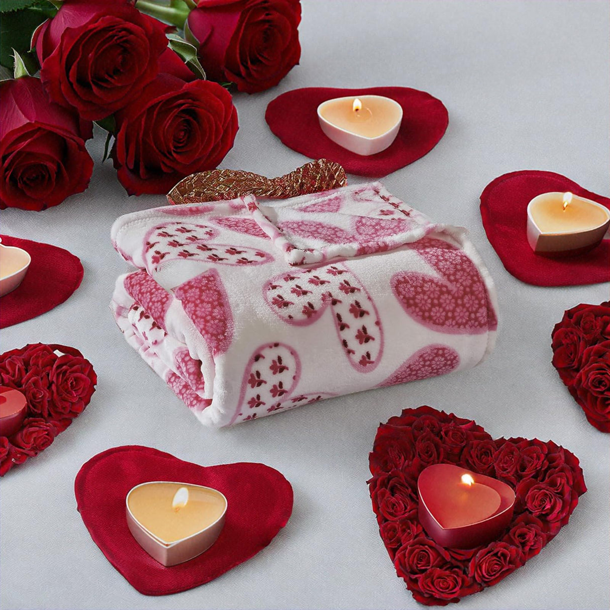 Decor&More Amor Eterno Be Mine Love Collection Valentine's Day Heart Ultra Plush Throw Blanket (50" x 60") -