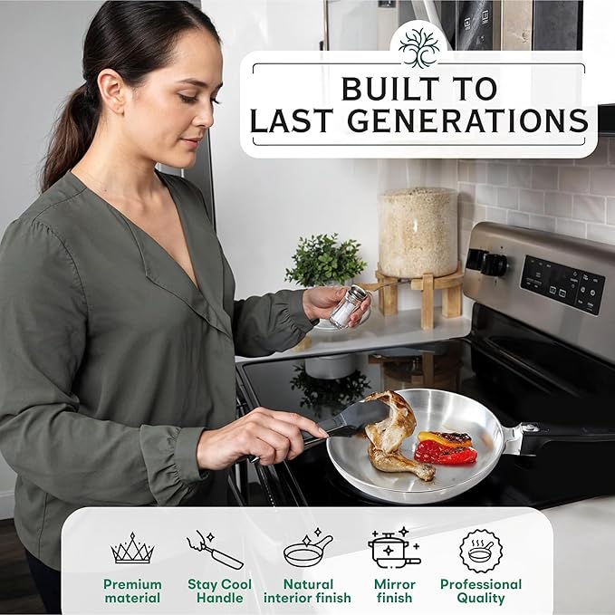 8-Inch Chef Skillet – Quick & Even Heat Distribution – Lightweight Cast Aluminum Frying Pan