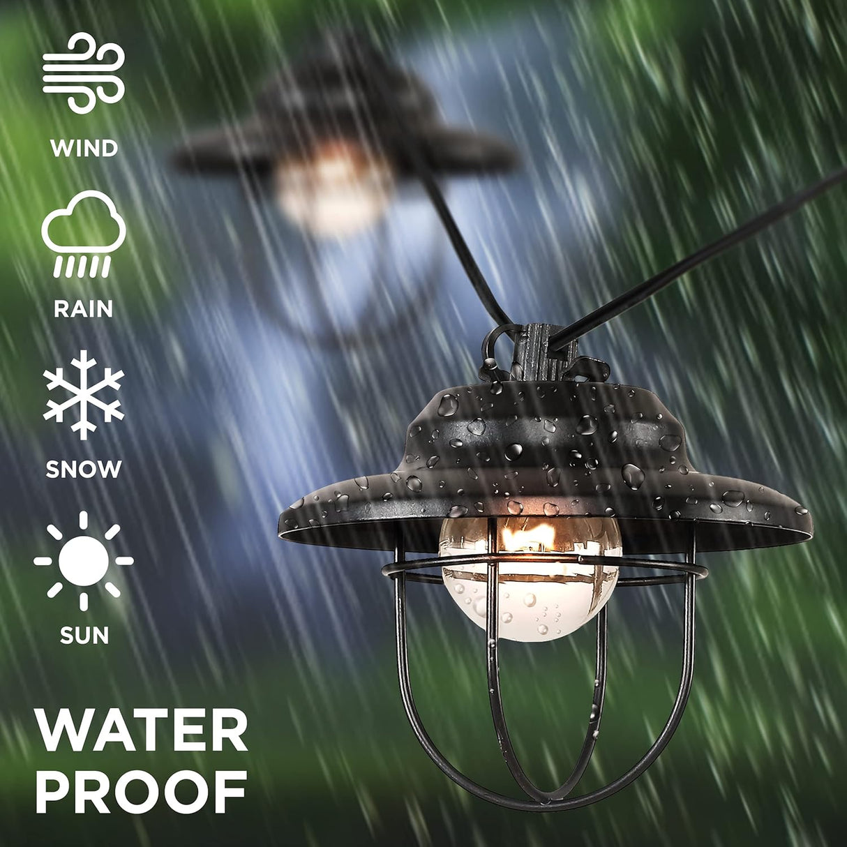 10 ft Farmhouse Outdoor String Lights with Stay-Lit Technology