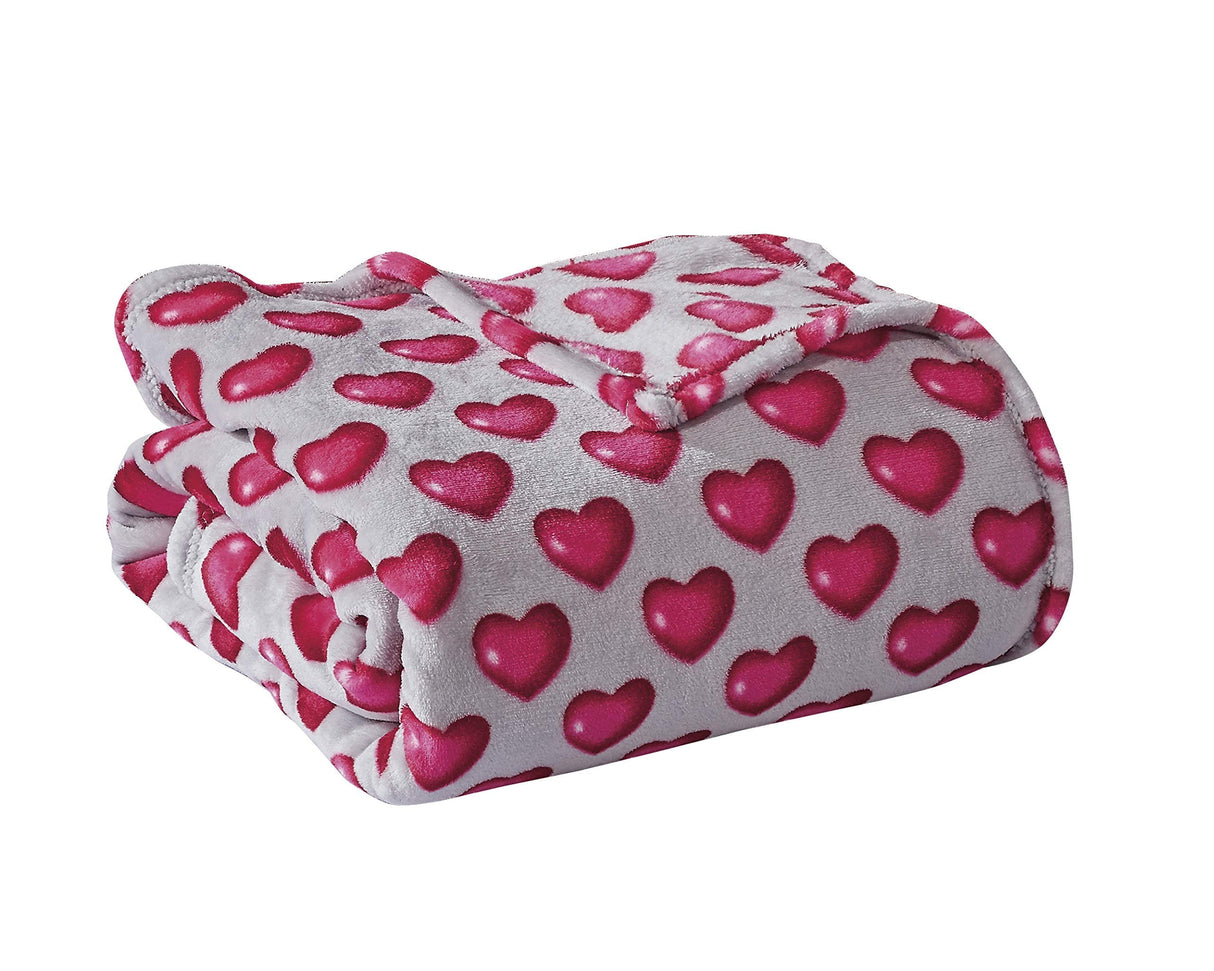 Decor&More Amor Eterno Be Mine Love Collection Valentine's Day Heart Ultra Plush Throw Blanket (50" x 60") -