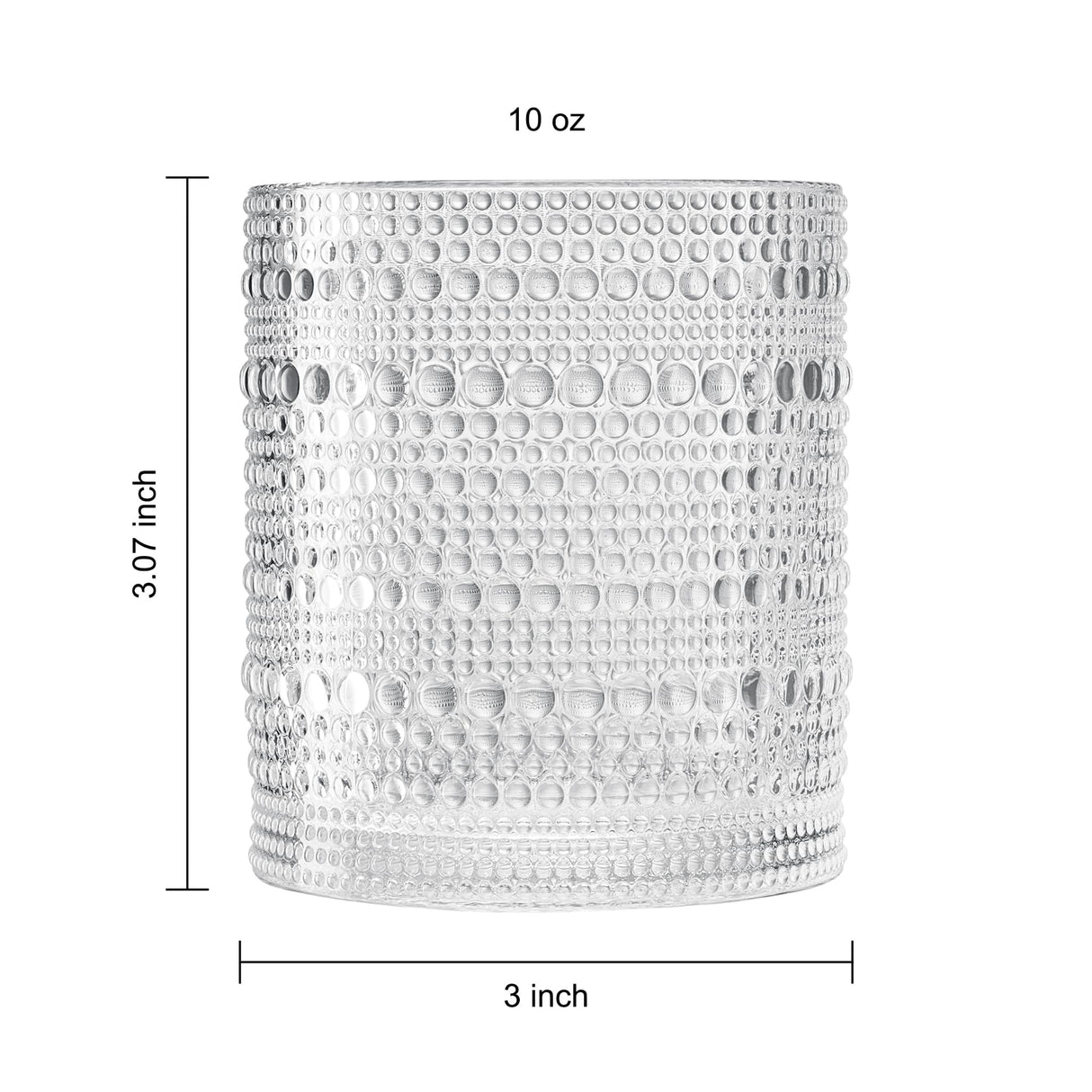 Khen Hobnail Drinking Glasses with Straws | Clear Colors | Set of 12