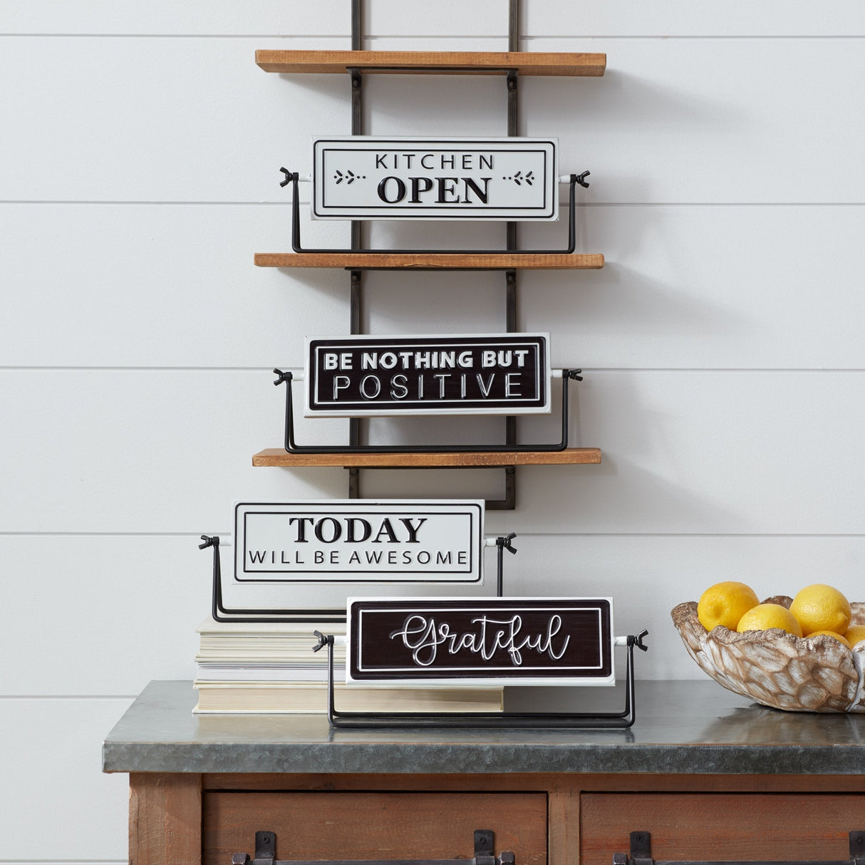 Reversable sentiment sign with stand (set of 4)