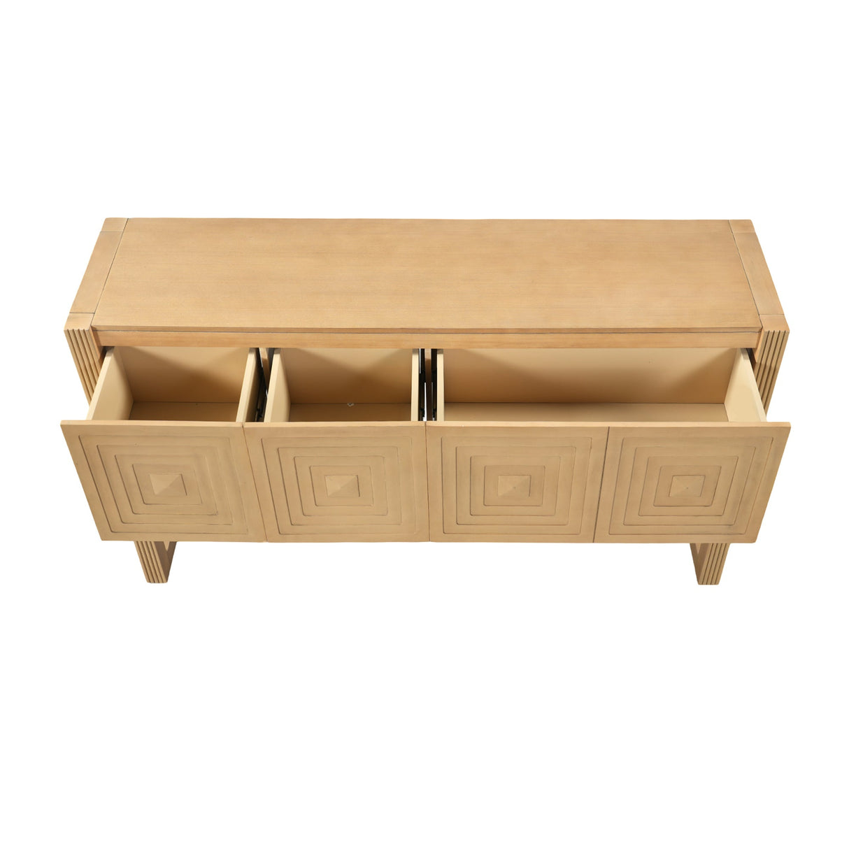 Geometric Carved Console Table with Soft-Close Drawers