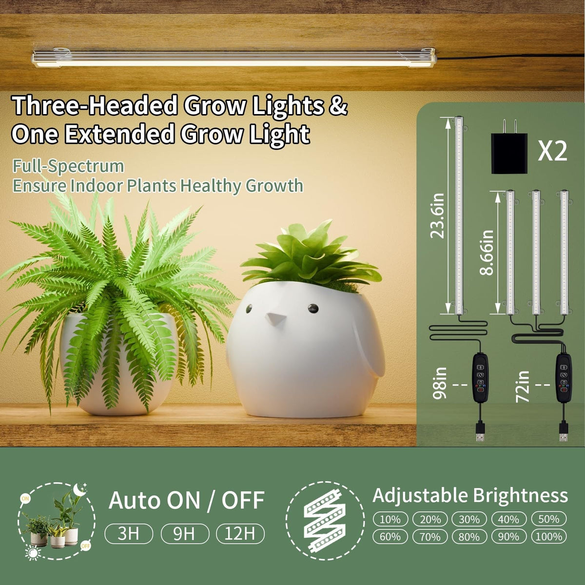 Large Indoor Plant Stand with Grow Light