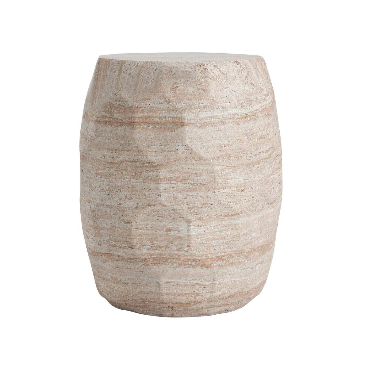 Travertine Lightweight Concrete Side Table For Indoor / Outdoor Use - Beige