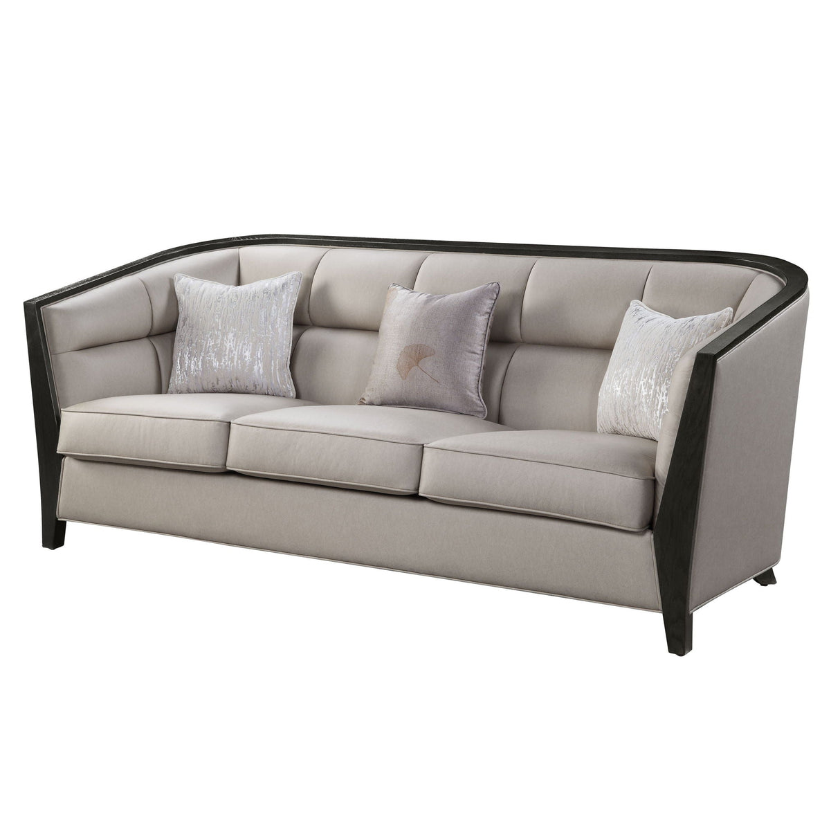 Zemocryss - Sofa With 3 Pillows - Beige Fabric