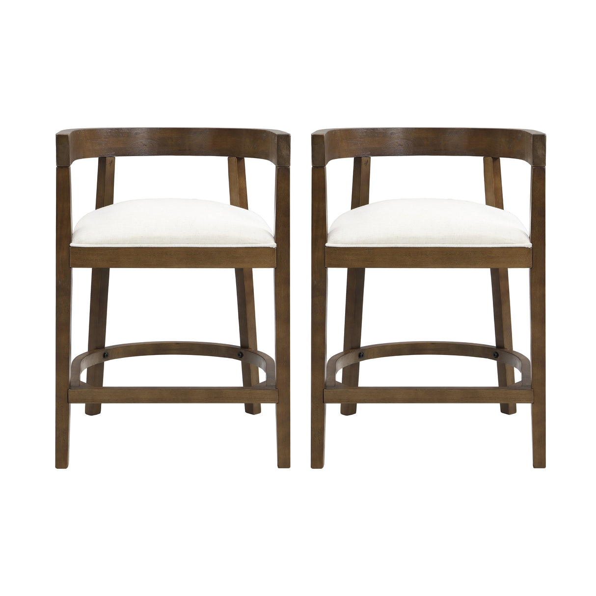 Modern Rubberwood Counter Stool Set with Upholstered Seats