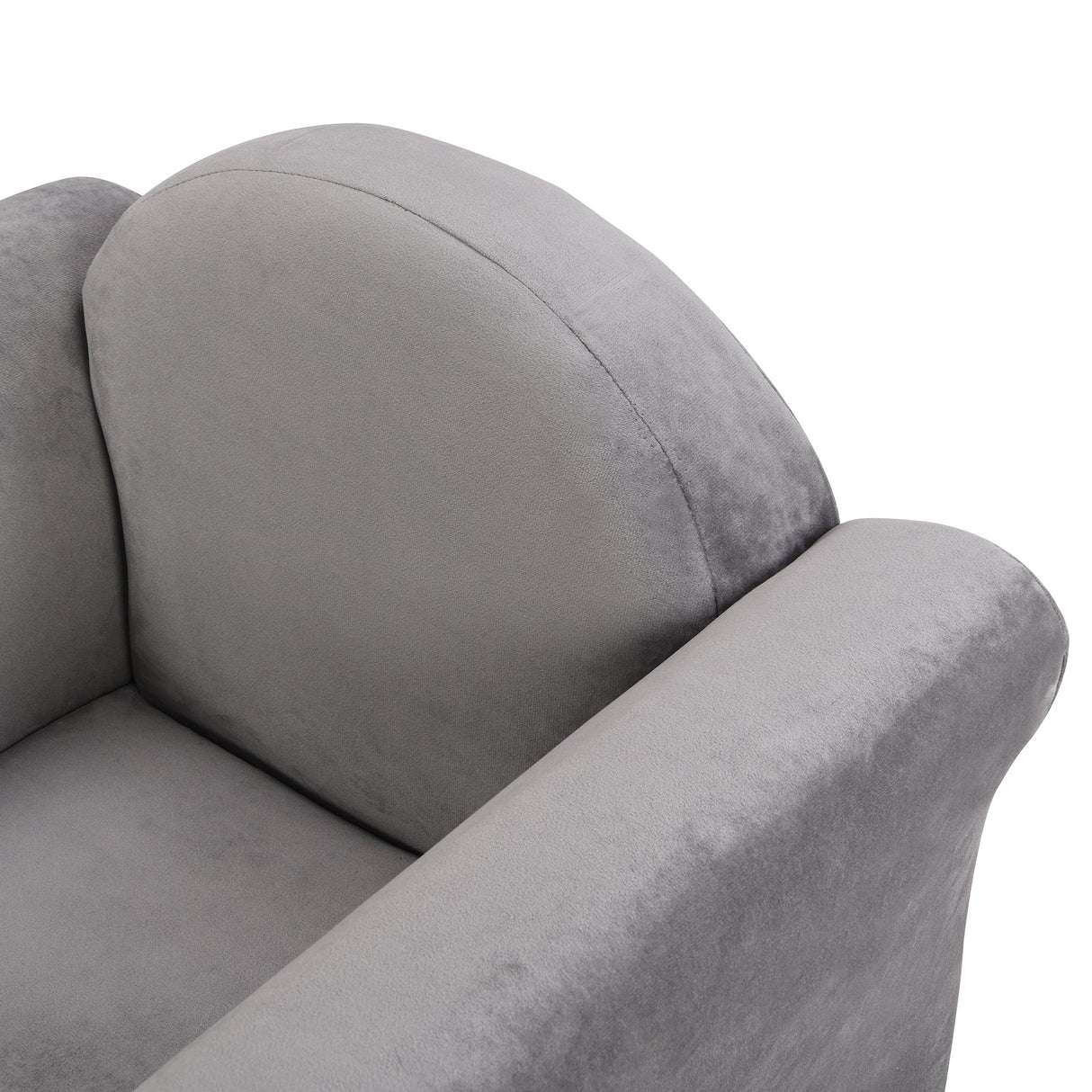 Kids Gray Velvet Upholstered Chair with Ottoman