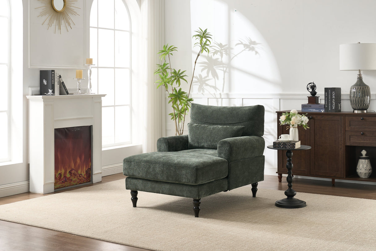 Modern Chaise Lounge Upholstered Sofa Recliner Chair in Green