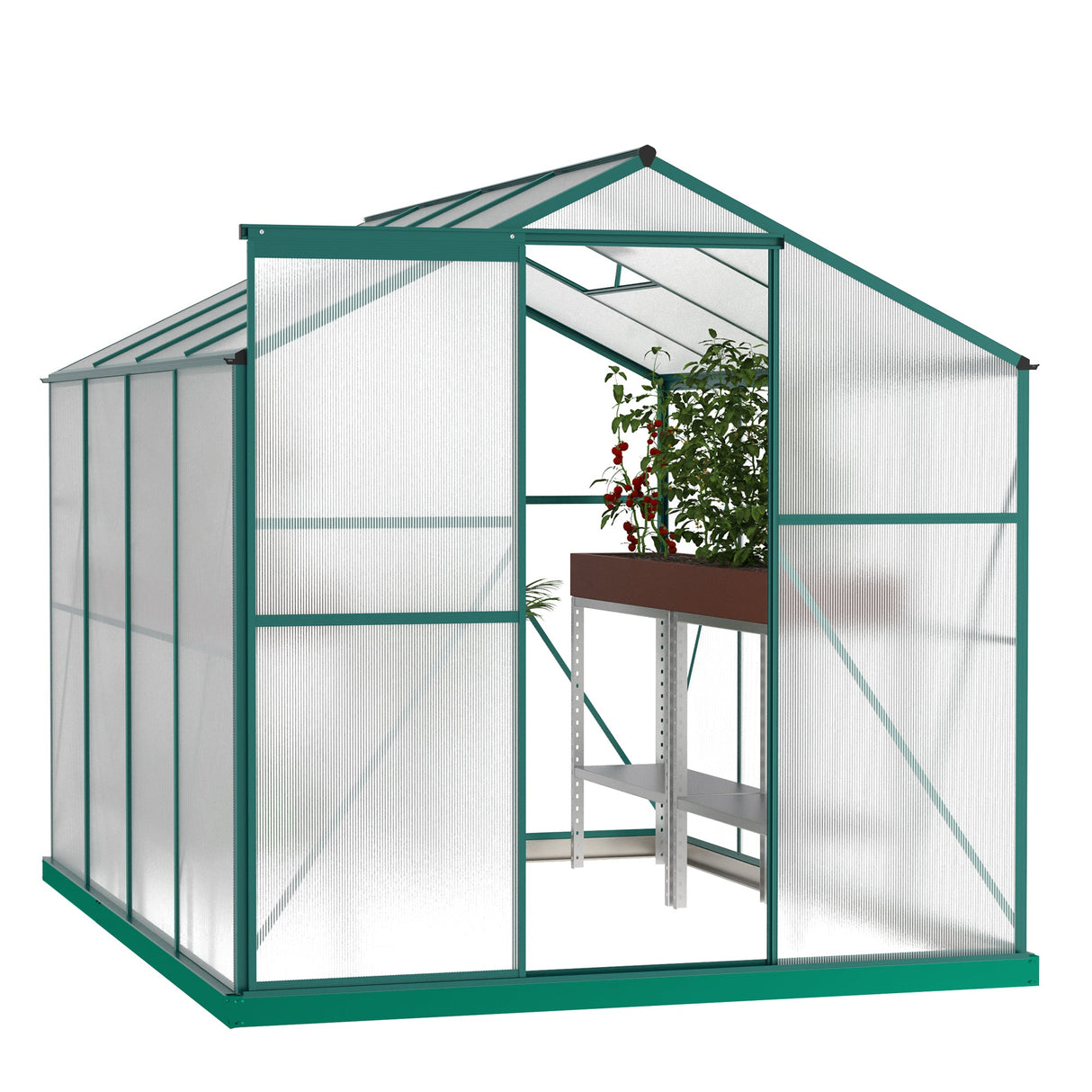 Polycarbonate Greenhouse - 6'x8' Heavy Duty Walk-in Plant Garden Greenhouse