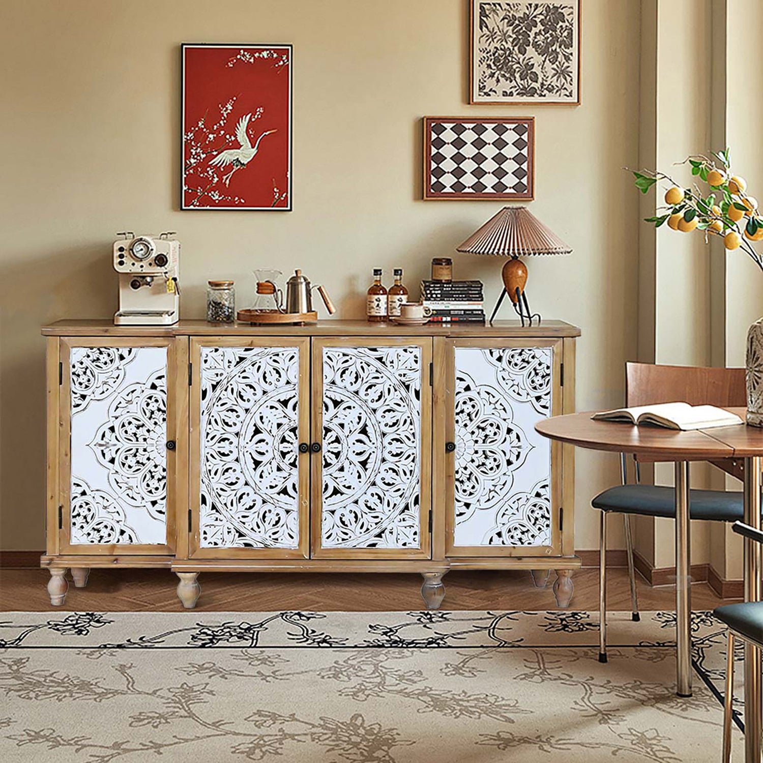 Hollow-Carved Accent Cabinenet