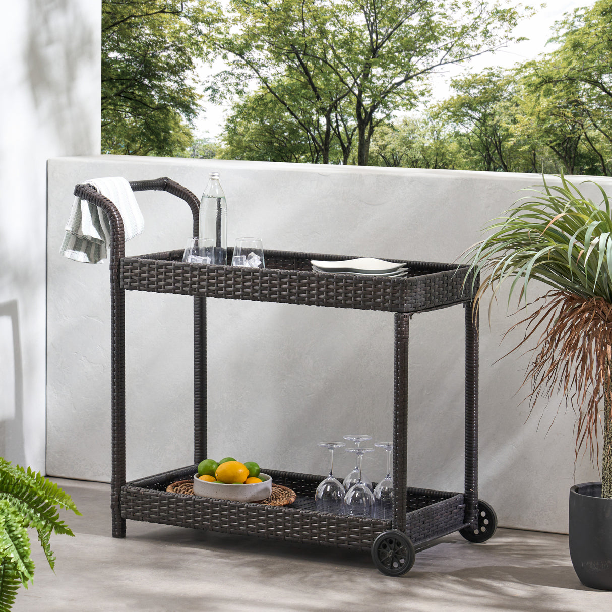 Brown-Resin-Wicker-Bar-Cart-with-Metal-Frame-Bar-Carts