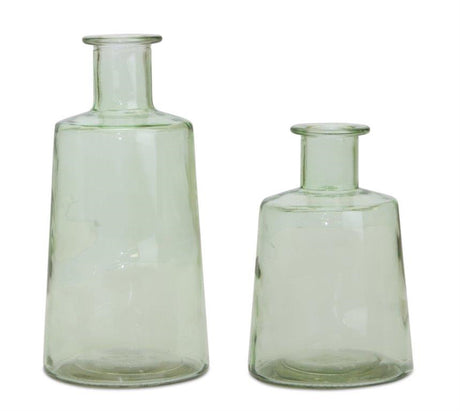 Sage-Green-Glass-Bottle-Vase-(Set-of-2)-Vases